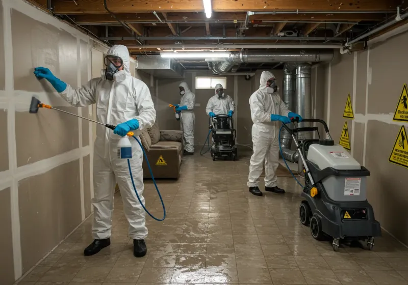 Basement Moisture Removal and Structural Drying process in Circle D-KC Estates, TX